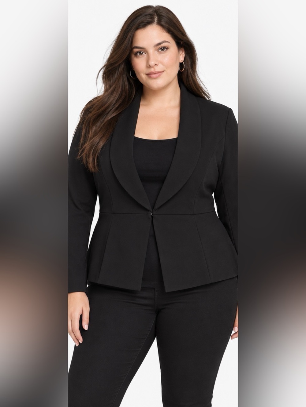 Torrid Studio Luxe Ponte Peplum Blazer Black Size 1 / 1X / 14–16